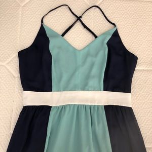 Pink owl cross back color block maxi dress